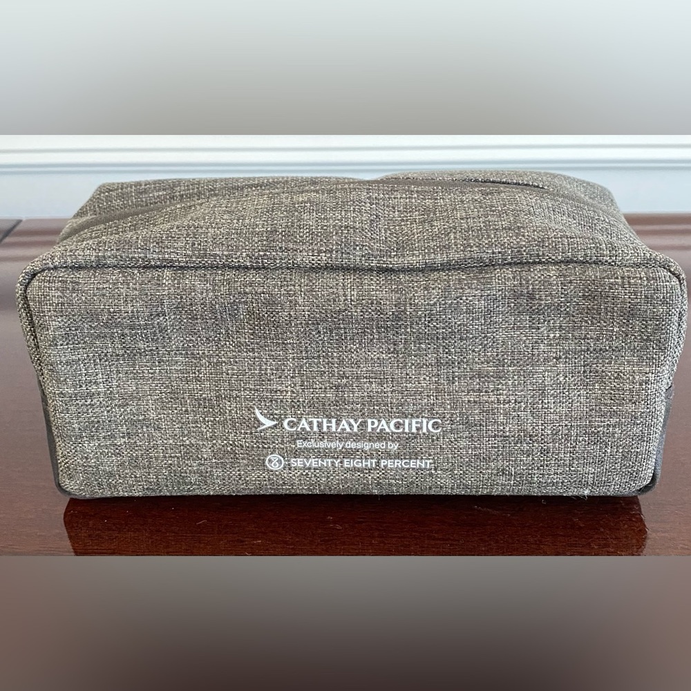 New and Sealed Cathay Pacific Seventy Eight Percent First Class Gray Amenity Kit